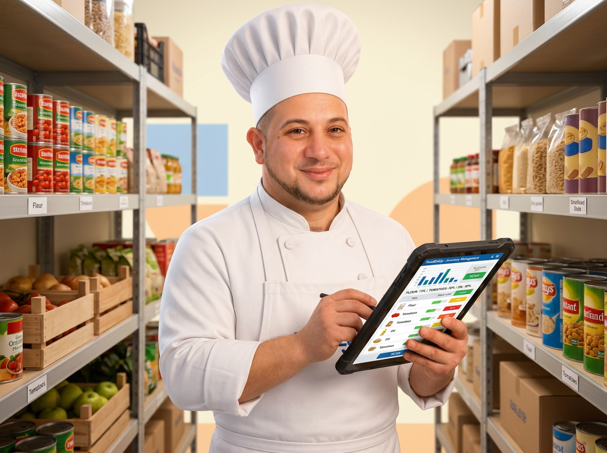 Écran StockVisionAI : entrées de stock et coût matière